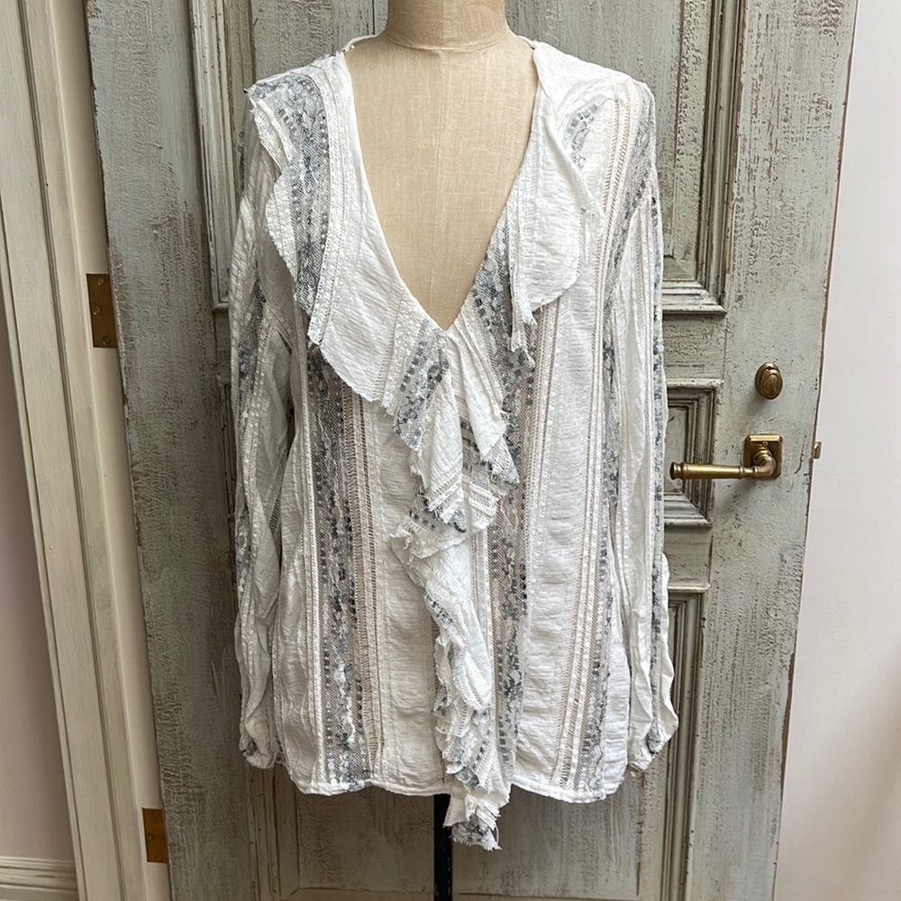 Zara ruffle front blouse